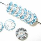 10 Swarovski Rondelle Buttom 8mm Silve/Aquamarine CM806
