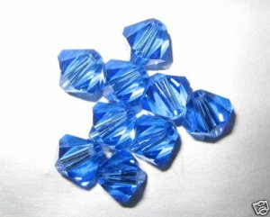 24 Swarovski Crystal Beads 6mm Bicone Sapphire # 5301