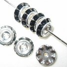 10 Swarovski Rondelle Buttom 10mm Silver / Jet CM1009
