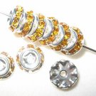 10 Swarovski Rondelle Buttom 10mm Silver / Topaz CM1021