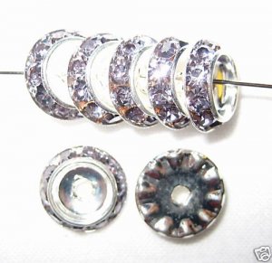 10 Swarovski Rondelle Buttom 10mm Silver /Violet CM1023