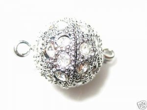 2 12mm Swarovski Rhinestone Ball Clasps Rhodium K53R