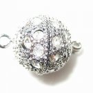 2 8mm Swarovski Rhinestone Ball Clasps Rhodium K49R