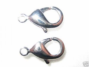 30 High Quality Lobster Clasps 12mm Rhodium Plated  K60