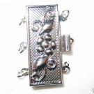 5 11x26mm Two Strand Flower Silver Clasps w/Rings  K66