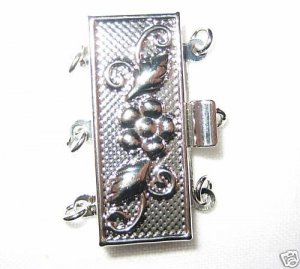 5 11x26mm Two Strand Flower Silver Clasps w/Rings  K66