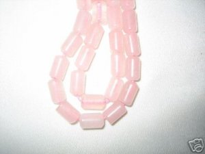 2 Strands 6x10mm Tube Rose Pink Quartz Stone  Beads