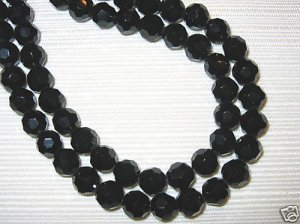 2  Strands 6mm Genuine Crystal Beads Faceted Jet Black