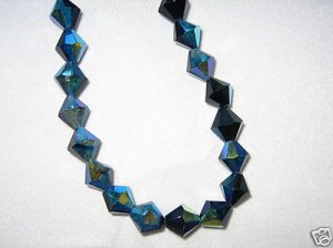 2  Strands 8mm Genuine Crystal Bicone Black AB Beads