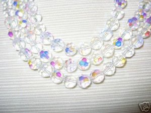 2  Strands 8mm Genuine Crystal Faceted Clear AB Beads