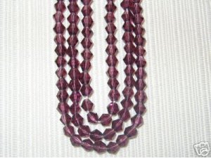 2 Strands 4mm Genuine Crystal Beads Bicone Amethyst