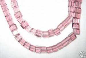 2 Strands 4mm Genuine Crystal Cube Amethyst Beads 14''