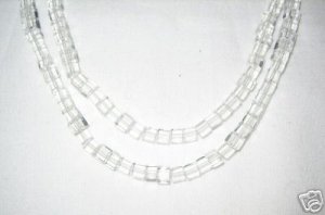 2 Strands 4mm Genuine Crystal Cube Clear Beads 14''