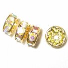 100 Swarovski Rondelles 8mm Gold / Crystal AB - SR804