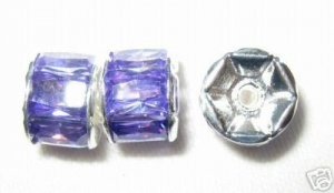 4 Zircon Gemstone Spacer Beads 9mm Silver/Sapphire AS2