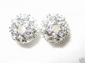 2 8mm Swarovski Rhinestone Ball Silver / Crystal AS17