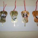 4 Chinese Cloisonne Panda Bookmarks - Fan Shape. B10