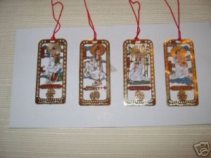 4 Chinese Cloisonne Guanyin Bookmarks. B6