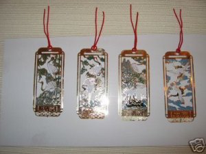 4 Chinese Cloisonne Crane Bookmarks. B1