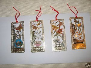 4 Chinese Cloisonne Butterfly & Flowers Bookmarks. B2
