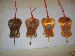 4 Chinese Cloisonne Beijing Opera Masks Bookmarks. B4