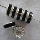 20 Swarovski Rondelles 8mm Silver/Jet Black