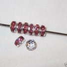 20 Swarovski Rondelles 6mm Silver/Rose Pink (F)
