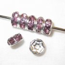 20 Swarovski Rondelles 6mm Silver / Amethyst  (F)