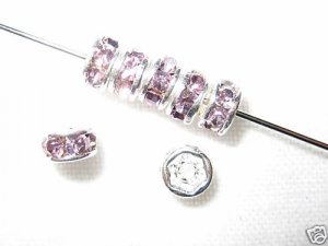 20 Swarovski Rondelles 4mm Silver/Light Amethyst SR410