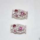 6 Swarovski Rhinestone Tubes 10x17mm Silver/Pink T47