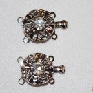 10 14mm Silver Rhinestone Flower Necklace Clasps - K41