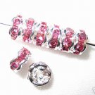 Sale! 40 Swarovski Rondelles 5mm Silver/Rose Pink