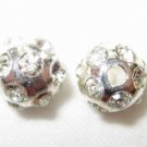 10 8mm Swarovski Rhinestone Ball Silver / Crystal T44