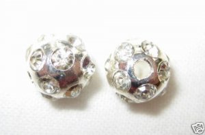 10 8mm Swarovski Rhinestone Ball Silver / Crystal T44