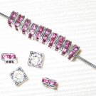 20 Swarovski Squaredelles 6x6mm Silver/Rose Pink