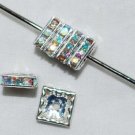 20 Swarovski Squaredelles 8x8mm Silver/Crystal AB