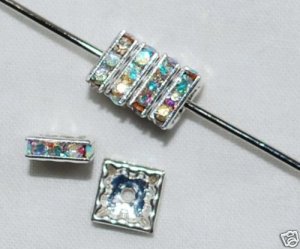20 Swarovski Squaredelles 8x8mm Silver/Crystal AB