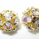 8 10mm Swarovski Rhinestone Balls Gold/Crystal AB B1004