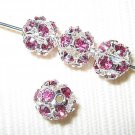 8 8mm Swarovski Rhinestone Balls Silver/Rose Pink  B816