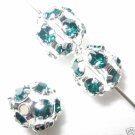 8 8mm Swarovski Rhinestone Balls Silver/Emerald B807