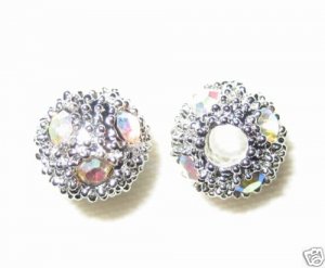 20 6mm Rhinestone Ball Beads Silver / Crystal AB (MB13)
