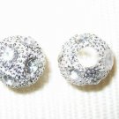 15 10mm Rhinestone Ball Beads Silver / Crystal (MB31)