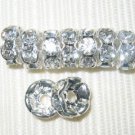20 Swarovski Rondelles Spacers 8mm Silver/Crystal (W)
