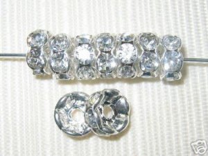 20 Swarovski Rondelles Spacers 8mm Silver/Crystal (W)