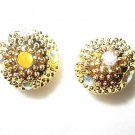 20 8mm Rhinestone Ball Beads Gold / Crystal AB (MB24)