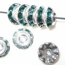 20 Swarovski Rondelle Buttom 8mm Silver/Emerald  CM807