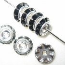 20 Swarovski Rondelle Buttom 8mm Silver/Jet Black CM809