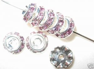 20 Swarovski Rondelle Buttom 8mm Silver/Light Amethyst