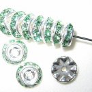 20 Swarovski Rondelle Buttom 8mm Silver/Peridot  CM815