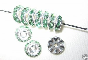 20 Swarovski Rondelle Buttom 8mm Silver/Peridot  CM815